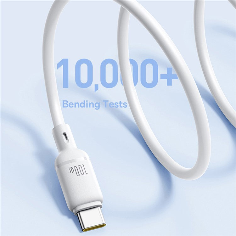 BASEUS Silky USB-A to USB-C Data Cord PD 100W Soft PVC Fast Charging Cable, Length: 2m - White