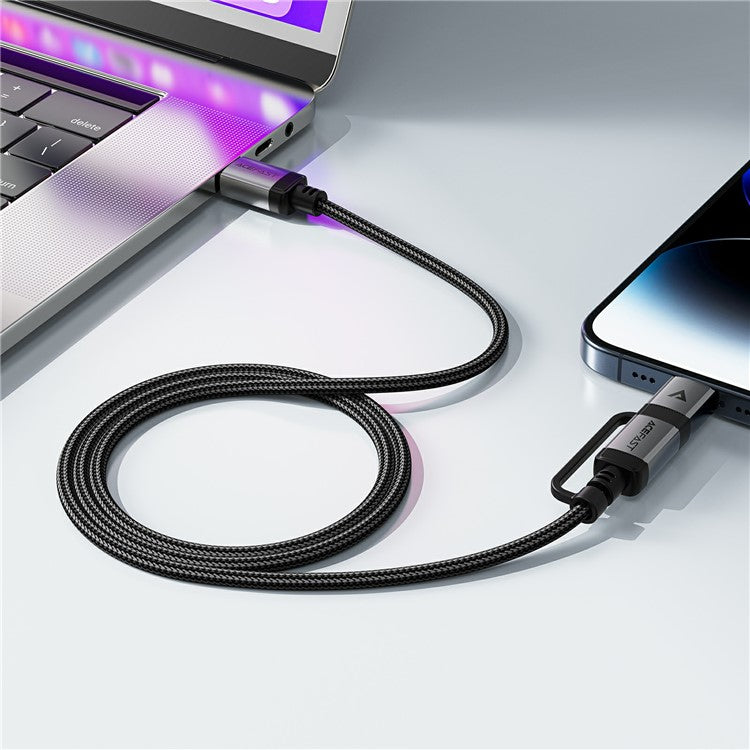 ACEFAST C20-01 1.2m USB-C to USB-C + iP Data Cable Braided 60W Fast Charging Cord