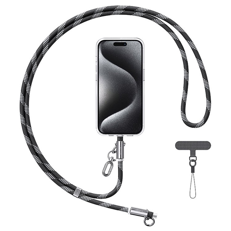 USAMS SJ745 1.2m Crossbody Phone Lanyard Type-C To Type-C 60W Charging Cable - Black