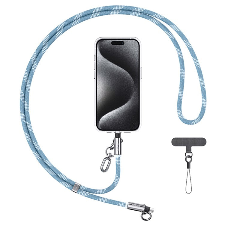 USAMS SJ745 1.2m Crossbody Phone Lanyard Type-C To Type-C 60W Charging Cable - Blue