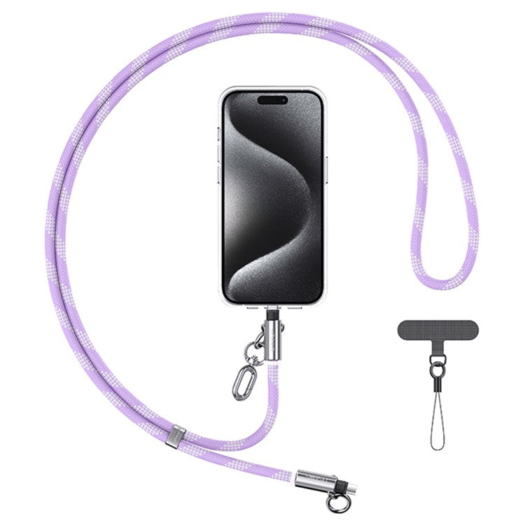 USAMS SJ745 1.2m Crossbody Phone Lanyard Type-C To Type-C 60W Charging Cable - Purple