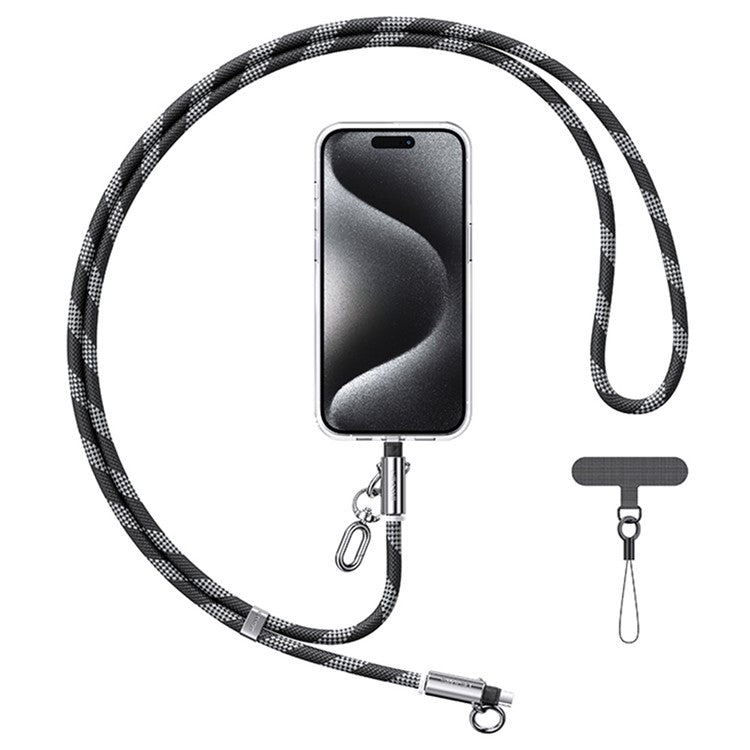 USAMS SJ746 1.2m Crossbody Phone Lanyard Type-C To Lightning 30W Charging Cable - Black