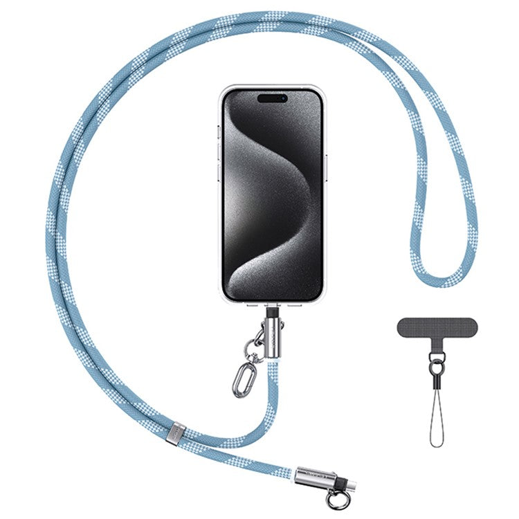 USAMS SJ746 1.2m Crossbody Phone Lanyard Type-C To Lightning 30W Charging Cable - Blue