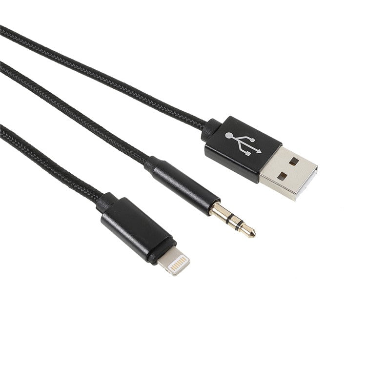 Lightning to 3.5mm + USB Charging Audio AUX Adapter Cable for iPhone iPad