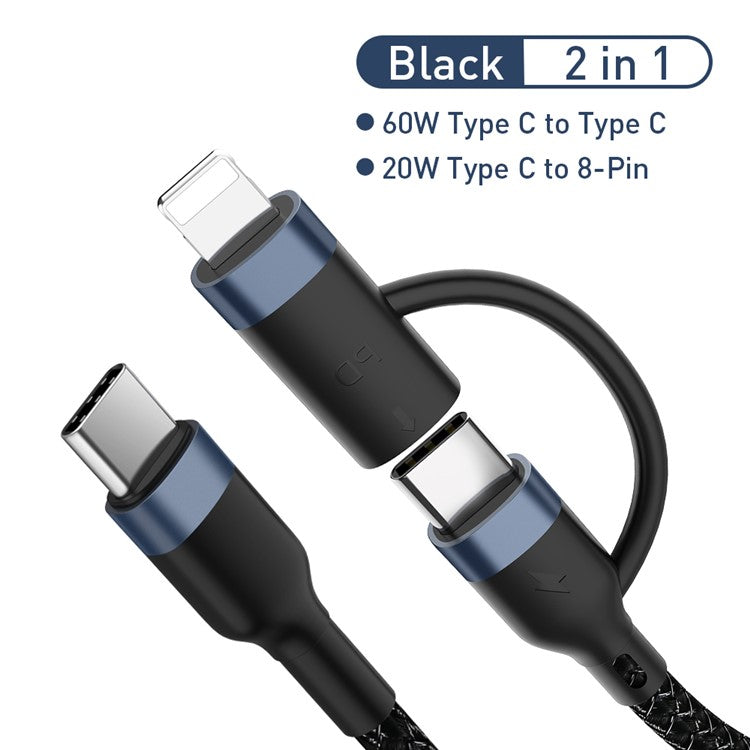 2-in-1 1m 60W PD USB-C to Type-C / Lightning Fast Charging Cable