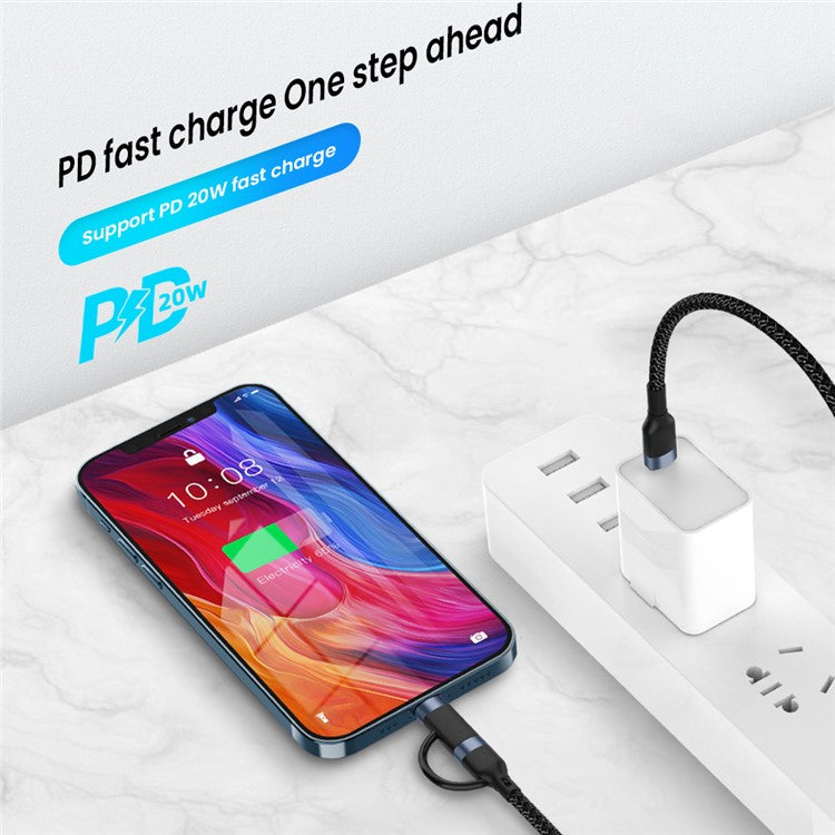 2-in-1 1m 60W PD USB-C to Type-C / Lightning Fast Charging Cable