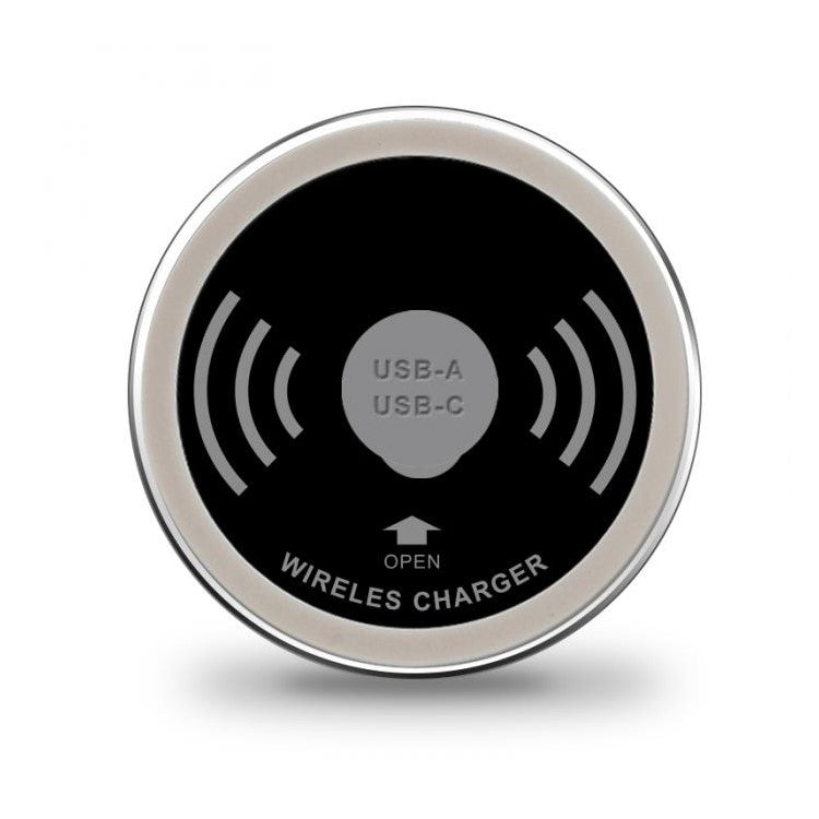 Embedded Desktop Wireless Charger 15W with USB-A and USB-C Charging Port