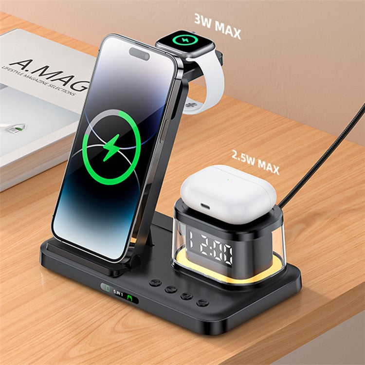 YESIDO DS22 For Iphone / Apple Watch / Airpods Wireless Charging Station with Night Light and Clock