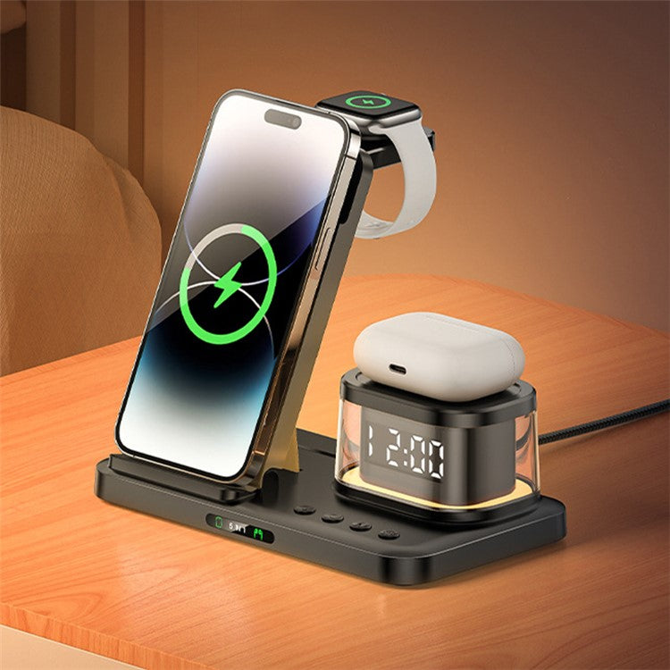 YESIDO DS22 For Iphone / Apple Watch / Airpods Wireless Charging Station with Night Light and Clock