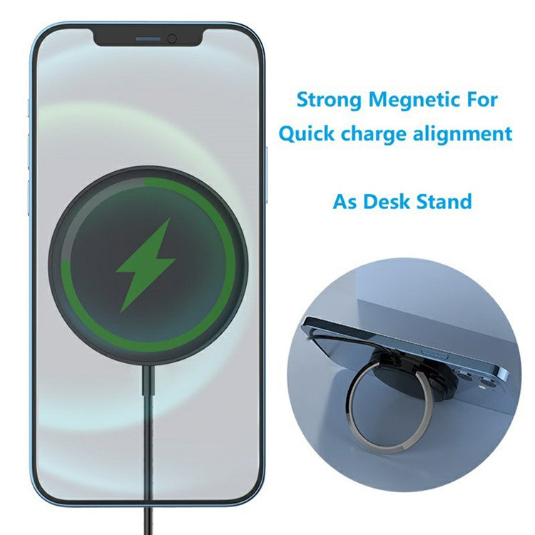 Magnetic Wireless Charger for iPhone 12 Series 15W Fast Charging Pad Desk Phone Mount Ring Holder Stand