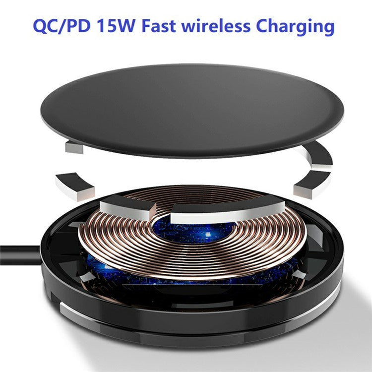 Magnetic Wireless Charger for iPhone 12 Series 15W Fast Charging Pad Desk Phone Mount Ring Holder Stand