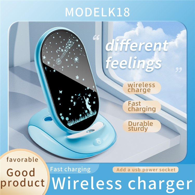 K18 15W Wireless Fast Charging Phone Charger Desktop Universal Stand - Blue