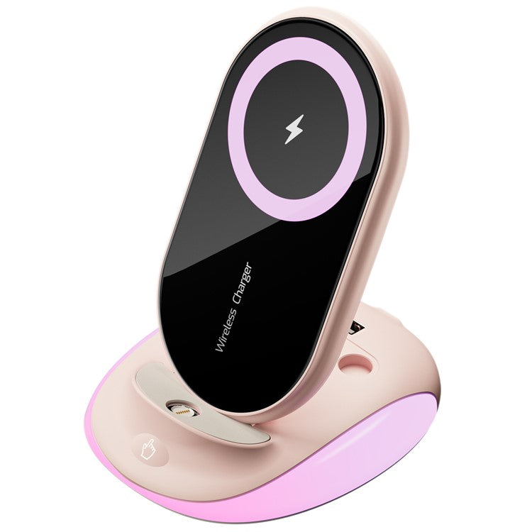 K18 15W Wireless Fast Charging Phone Charger Desktop Universal Stand - Pink