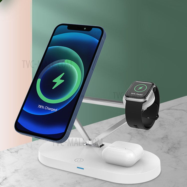 Z9 5-in-1 15W Magnetic Wireless Charger LED Atmosphere Light Desktop Wireless Charging Stand Dock with USB Output Port for iPhone/Apple Watch/AirPods