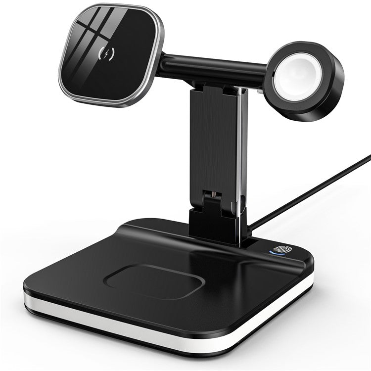 JLM-J5 Multifunctional Adjustable Wireless Charger Desktop Phone Earphone Watch Charger Night Light - Black