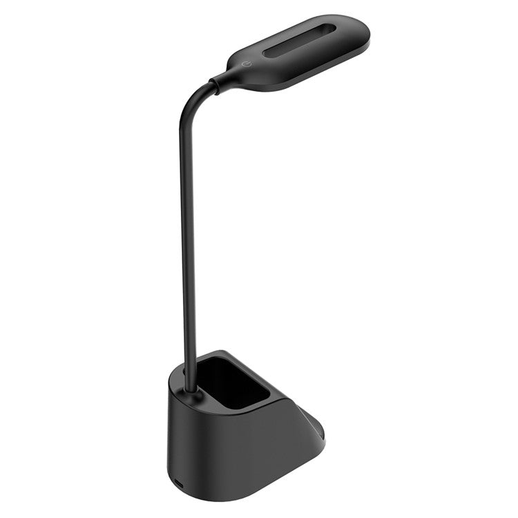 HT-507 3-in-1 Eye Protection LED Desk Lamp 15W Phone Wireless Charger Pen Holder - Black