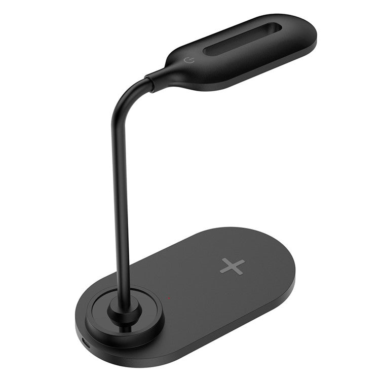 HT-510 2-in-1 Eye Protection LED Desk Lamp 15W Phone Wireless Charger - Black