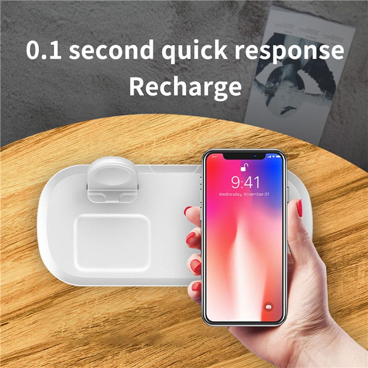 Wireless Charger for iPhone / AirPods / Apple Watch, Charging Station Stand 3-In-1 Charging Pad - Black