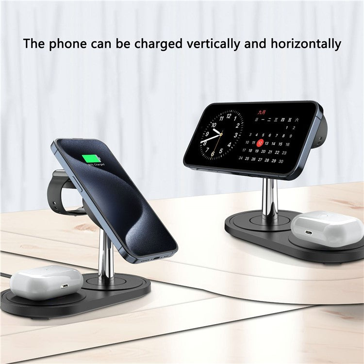 HT-534 For iPhone AirPods Apple Watch 15W Wireless Charger Fast Charging Stand - Black