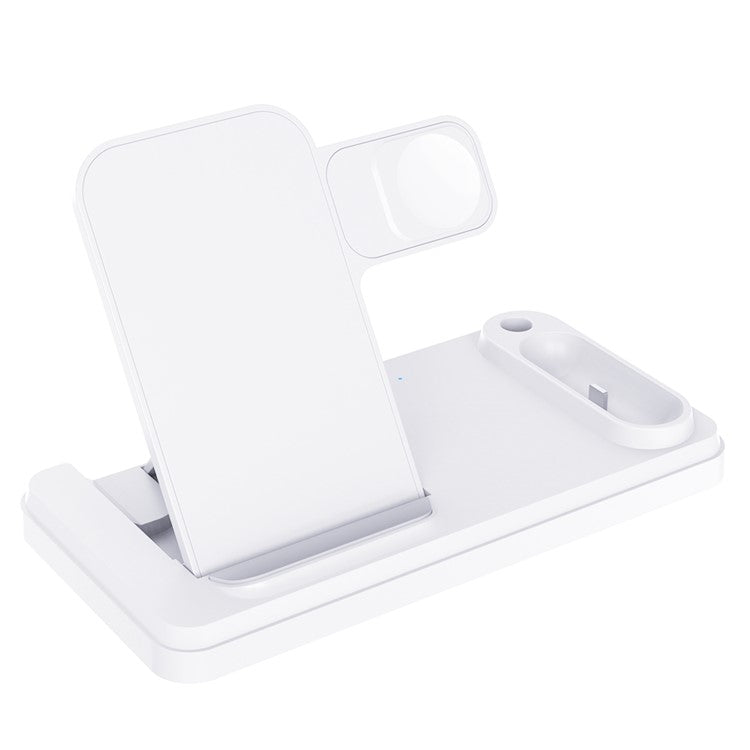 HT-504 For iPhone AirPods Apple Watch 15W Wireless Charger Fast Charging Stand with Pen Holder - White