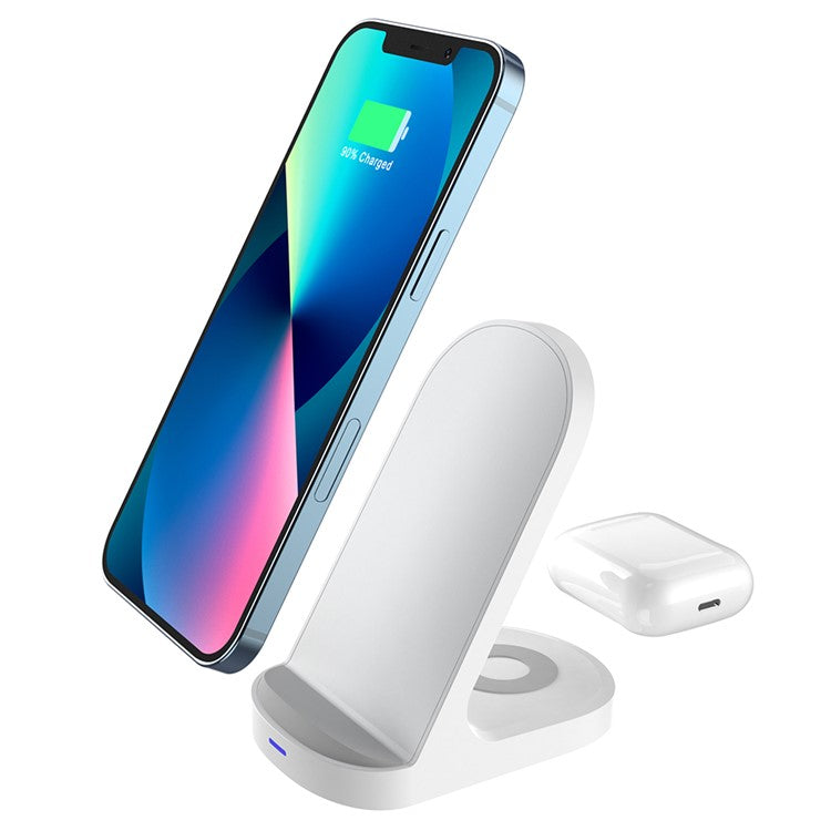 HT-511 15W Wireless Charger Stand for iPhone Charging Pad for AirPods - White