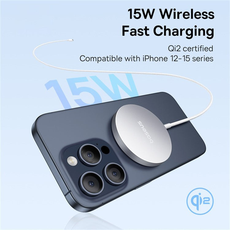 BASEUS Simple Mini4 Air Magnetic Wireless Charger Qi2 15W Phone Wireless Charging Pad - Silver