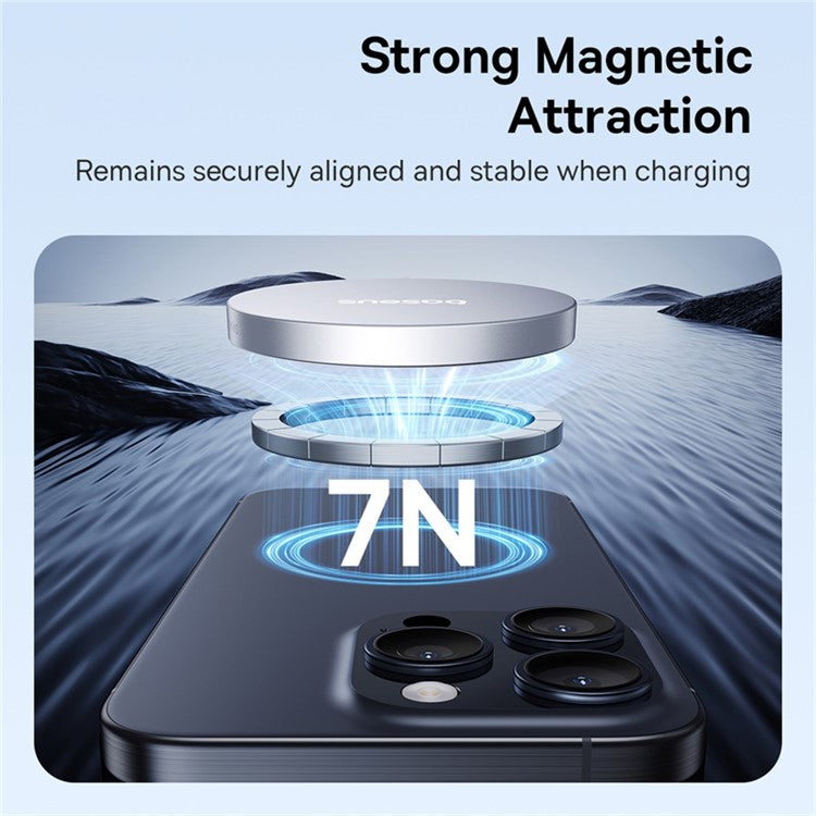 BASEUS Simple Mini4 Air Magnetic Wireless Charger Qi2 15W Phone Wireless Charging Pad - Silver