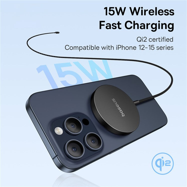 BASEUS Simple Mini4 Air Magnetic Wireless Charger Qi2 15W Phone Wireless Charging Pad - Black