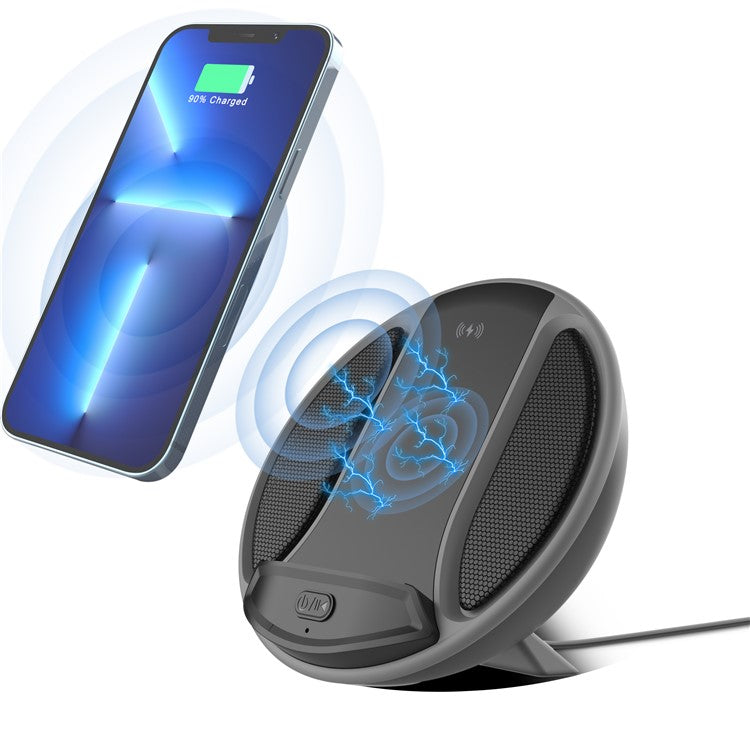 HT-529 15W Wireless Charger Phone Charging Pad with Bluetooth Speaker Function - Black