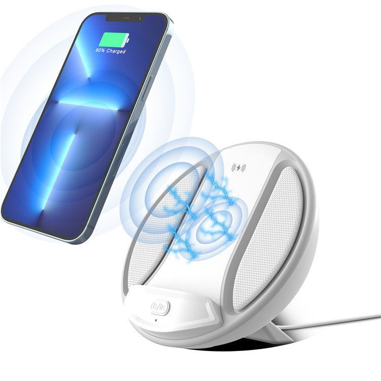 HT-529 15W Wireless Charger Phone Charging Pad with Bluetooth Speaker Function - White