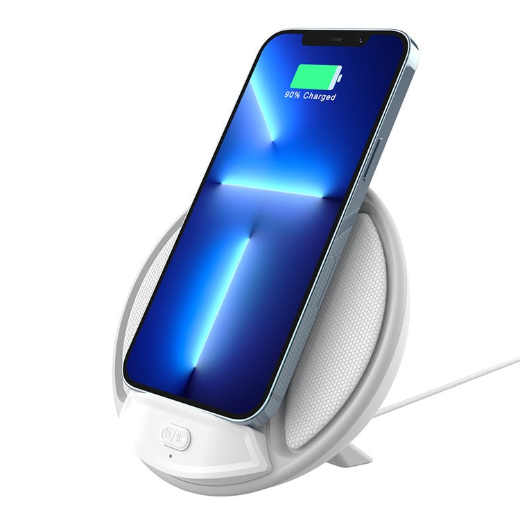 HT-529 15W Wireless Charger Phone Charging Pad with Bluetooth Speaker Function - White