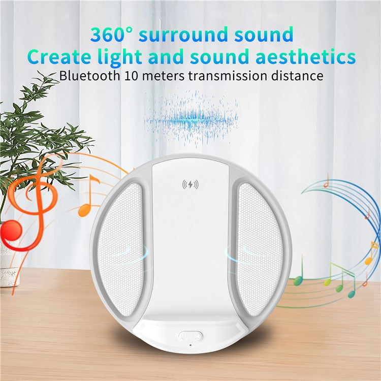 HT-529 15W Wireless Charger Phone Charging Pad with Bluetooth Speaker Function - White