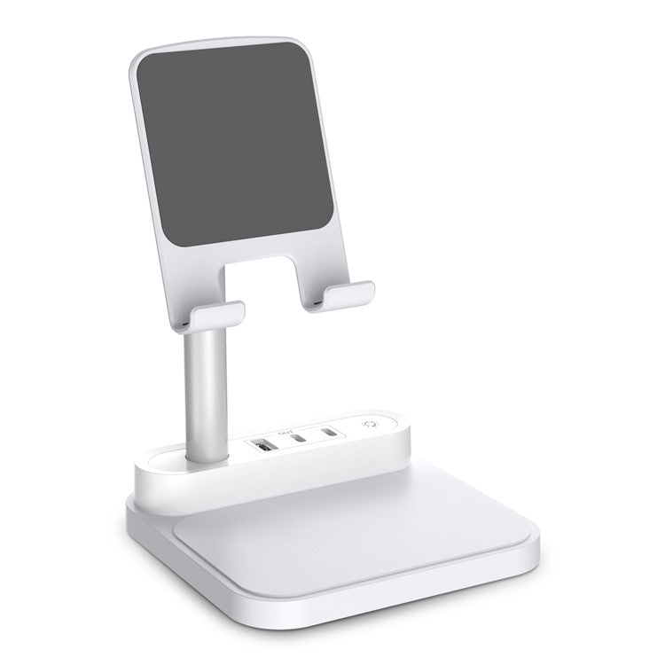 HT-531 15W Wireless Charger with Night Light Phone Bracket USB + Type-C Power Socket - White