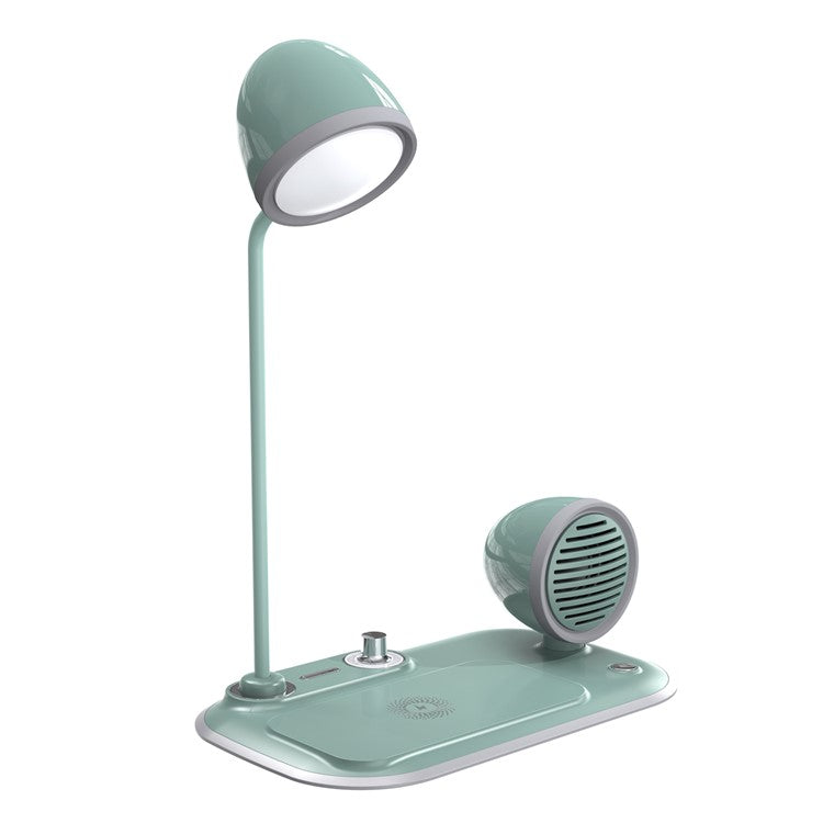 HT-310 3-in-1 15W Wireless Charger 3 Light Modes LED Desk Lamp with Bluetooth Speaker - Blackish Green