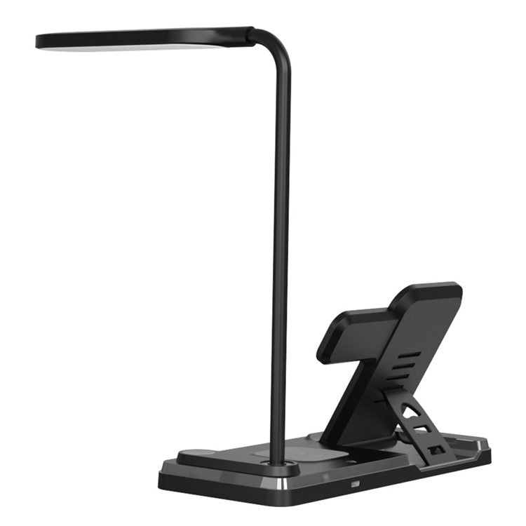 HT-503 Folding 15W Wireless Charger for Phone / Watch / Earbuds with Touch Control LED Table Lamp - Black