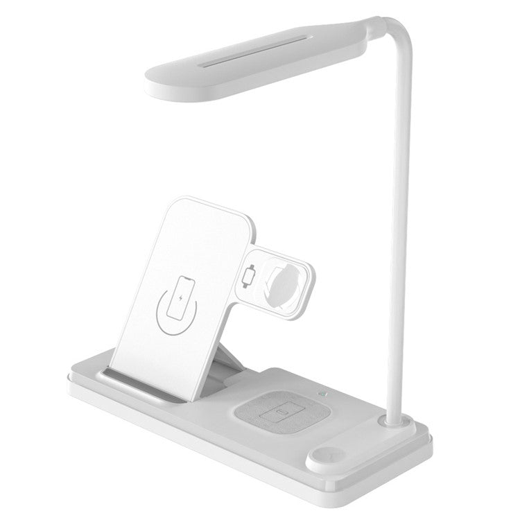 HT-503 Folding 15W Wireless Charger for Phone / Watch / Earbuds with Touch Control LED Table Lamp - White