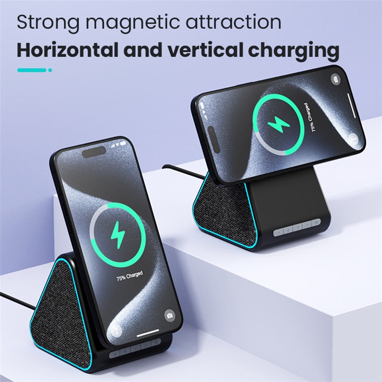 DM-23 15W Wireless Charger Phone Charging Pad Desktop Display Stand Bluetooth Speaker