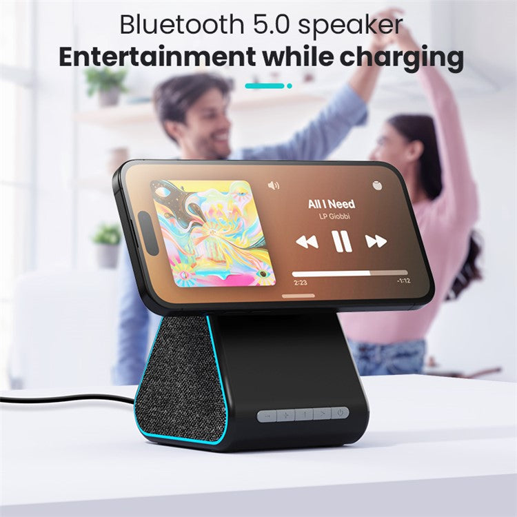 DM-23 15W Wireless Charger Phone Charging Pad Desktop Display Stand Bluetooth Speaker