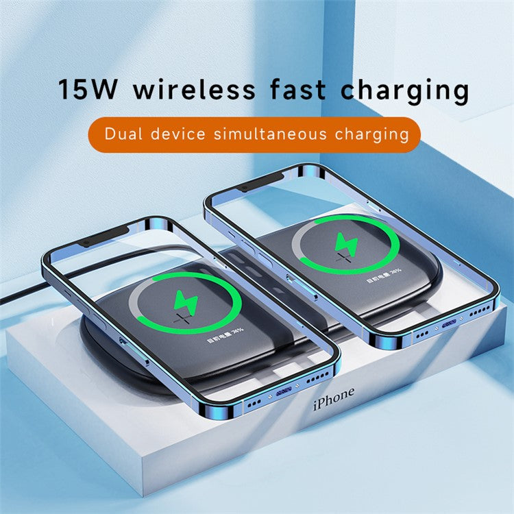 YN-102 Wireless Charger Dual Charging Pad for iPhone AirPods Samsung - Baby Blue