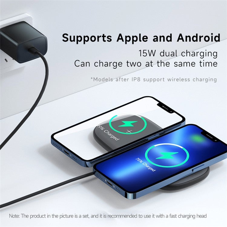 YN-102 Wireless Charger Dual Charging Pad for iPhone AirPods Samsung - Baby Blue