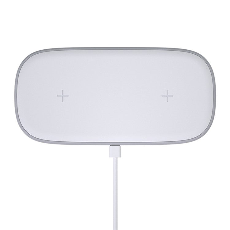 YN-102 Wireless Charger Dual Charging Pad for iPhone AirPods Samsung - White