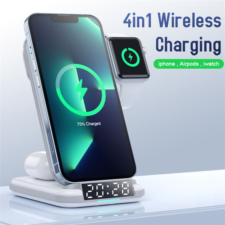 LFX-180 For Phone / Smart Watch / Earbuds Wireless Charger Desktop Charging Station with Alarm Clock