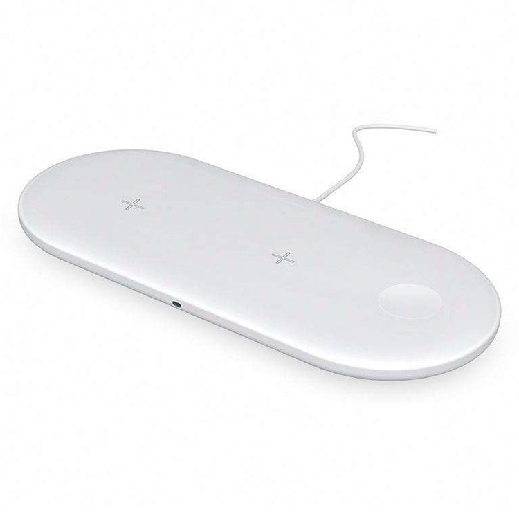 15W Max Charging Pad for Phone / Earbuds / Smart Watch 3-in-1 Desktop Wireless Charger - White