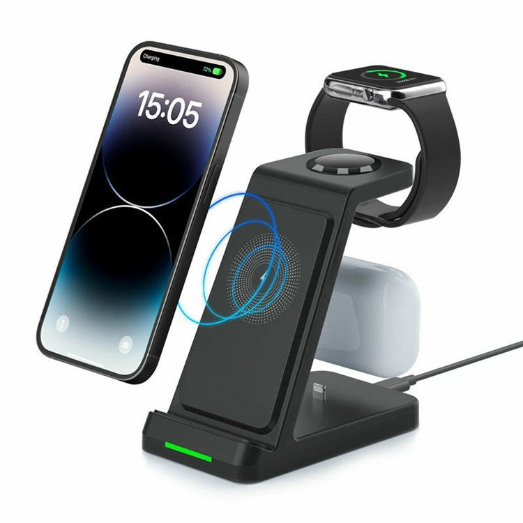 3-in-1 Wireless Charger for Airpods / Mobile Phone / Smart Watch Charging Station - Black