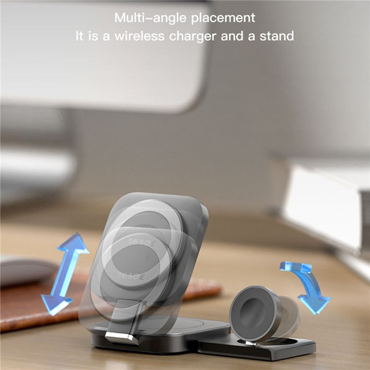 N3 3-in-1 Foldable Desktop Charging Stand Watch Earphone Phone Magnetic Wireless Charger