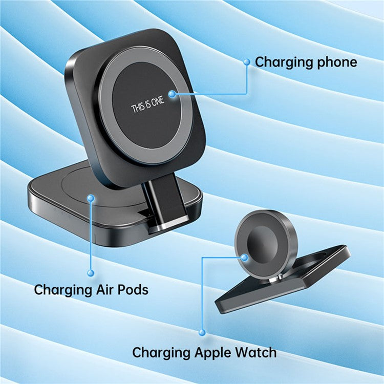 N3 3-in-1 Foldable Desktop Charging Stand Watch Earphone Phone Magnetic Wireless Charger