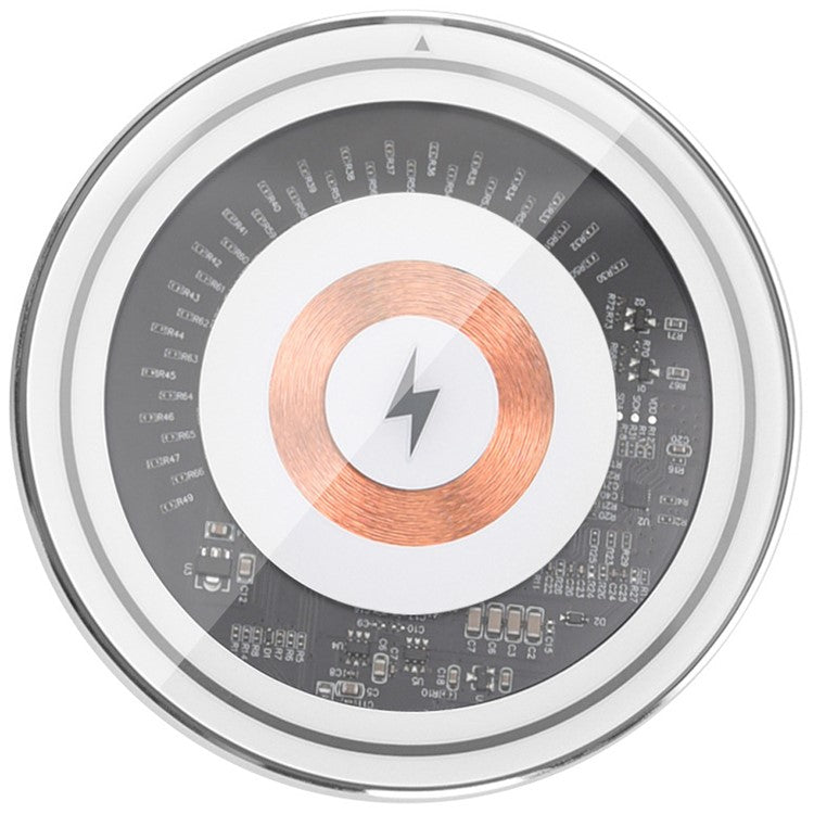 W102 Aluminum Alloy Wireless Charger Qi-Standard 15W Wireless Charging Pad with Light for Cell Phones - Silver