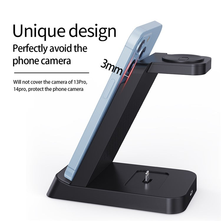 B20 For Samsung Watch Wireless Charger Phone Earphone Charging Stand - Black