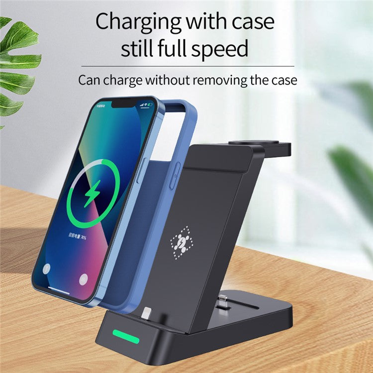 B20 For Samsung Watch Wireless Charger Phone Earphone Charging Stand - Black