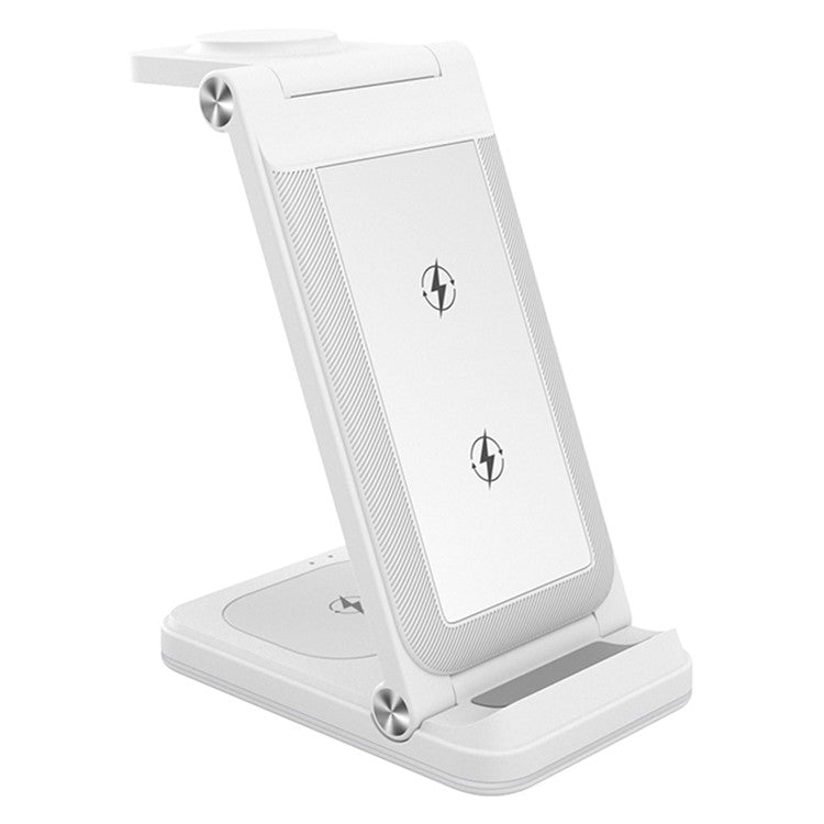 B27 3-in-1 Foldable Wireless Charger Phone Watch Earphone Charging Dock - White